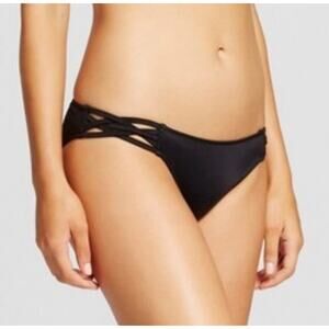Shade & Shore Black Strappy Side Cheeky Bikini Bottoms Large